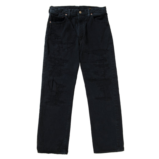 DAMAGED OVER DYE DENIM PANTS