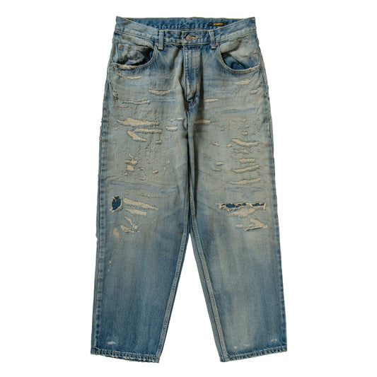 DAMAGED SILVER DENIM