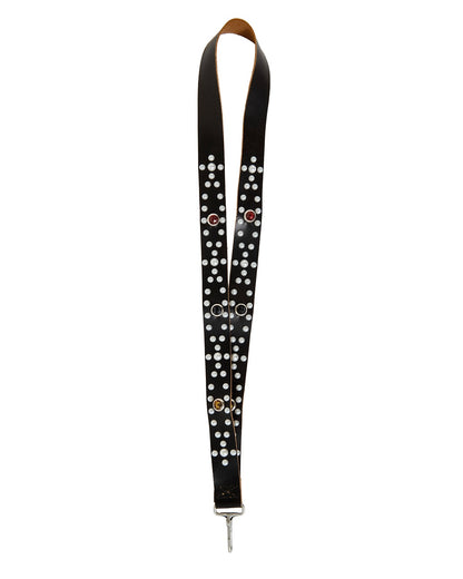 PEARL STUDS LEATHER NECK STRAP