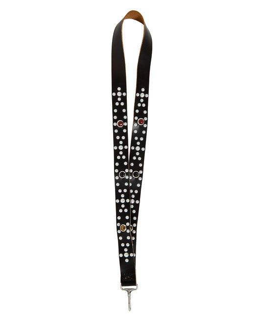PEARL STUDS LEATHER NECK STRAP