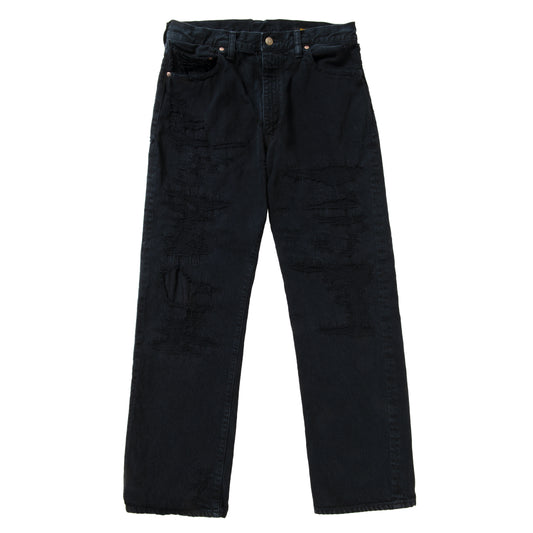 DAMAGED OVER DYE DENIM PANTS