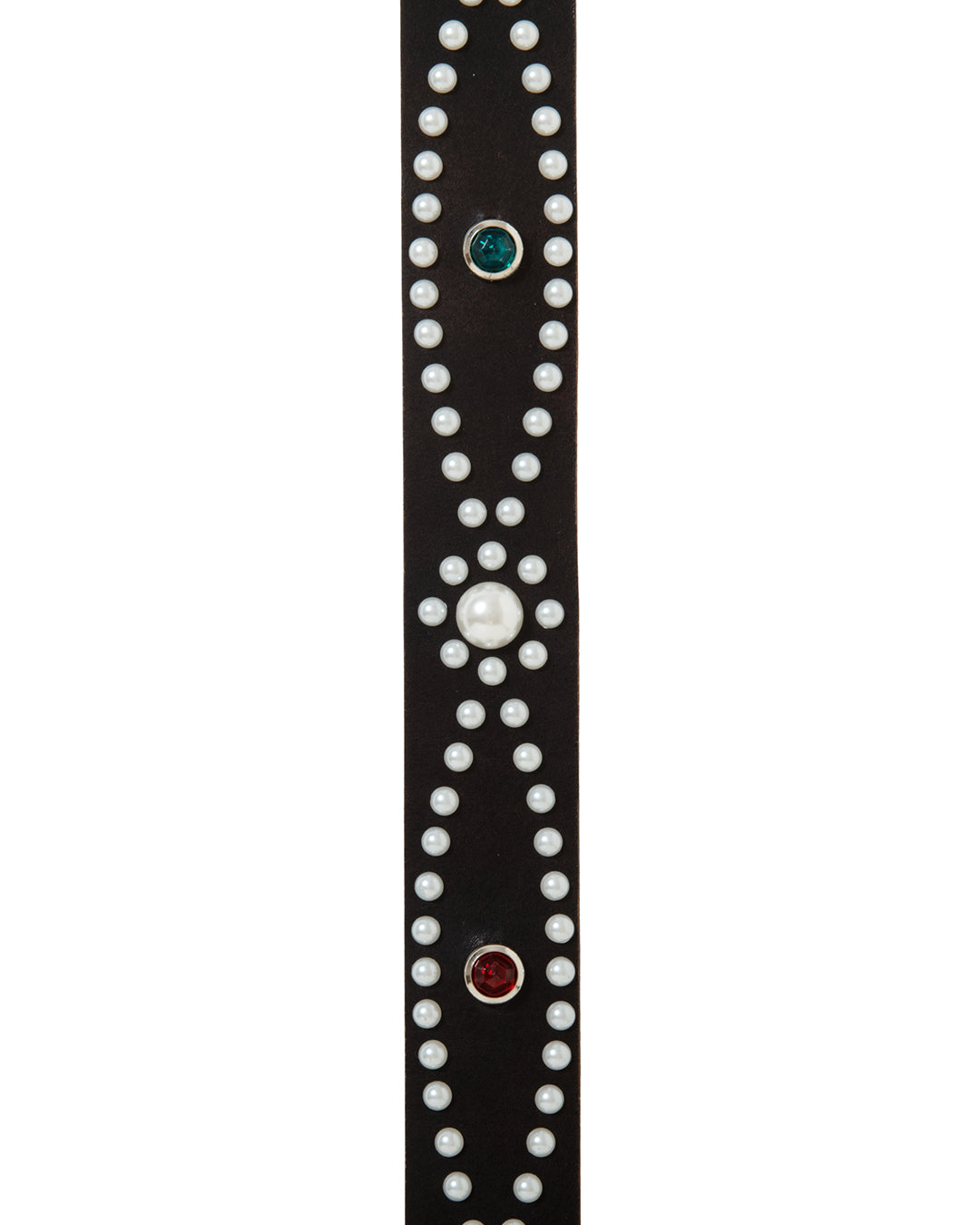 PEARL STUDS GEM LEATHER BELT -35mm-